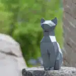 Papercraft de gato sentado en origami 3D