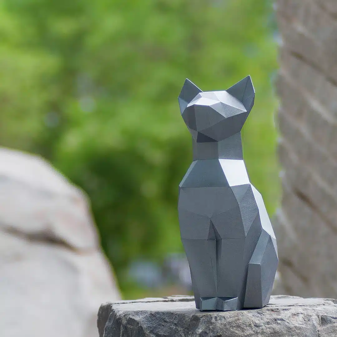 Zittende kat in 3D-origami papercraft, weergave 6
