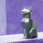 Papercraft de gato sentado en origami 3D
