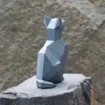 Zittende kat in 3D-origami papercraft, weergave 2
