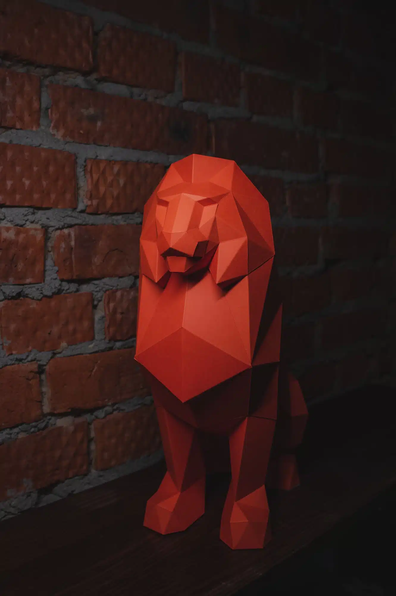 Zittende papieren leeuw in 3D origami, weergave 9
