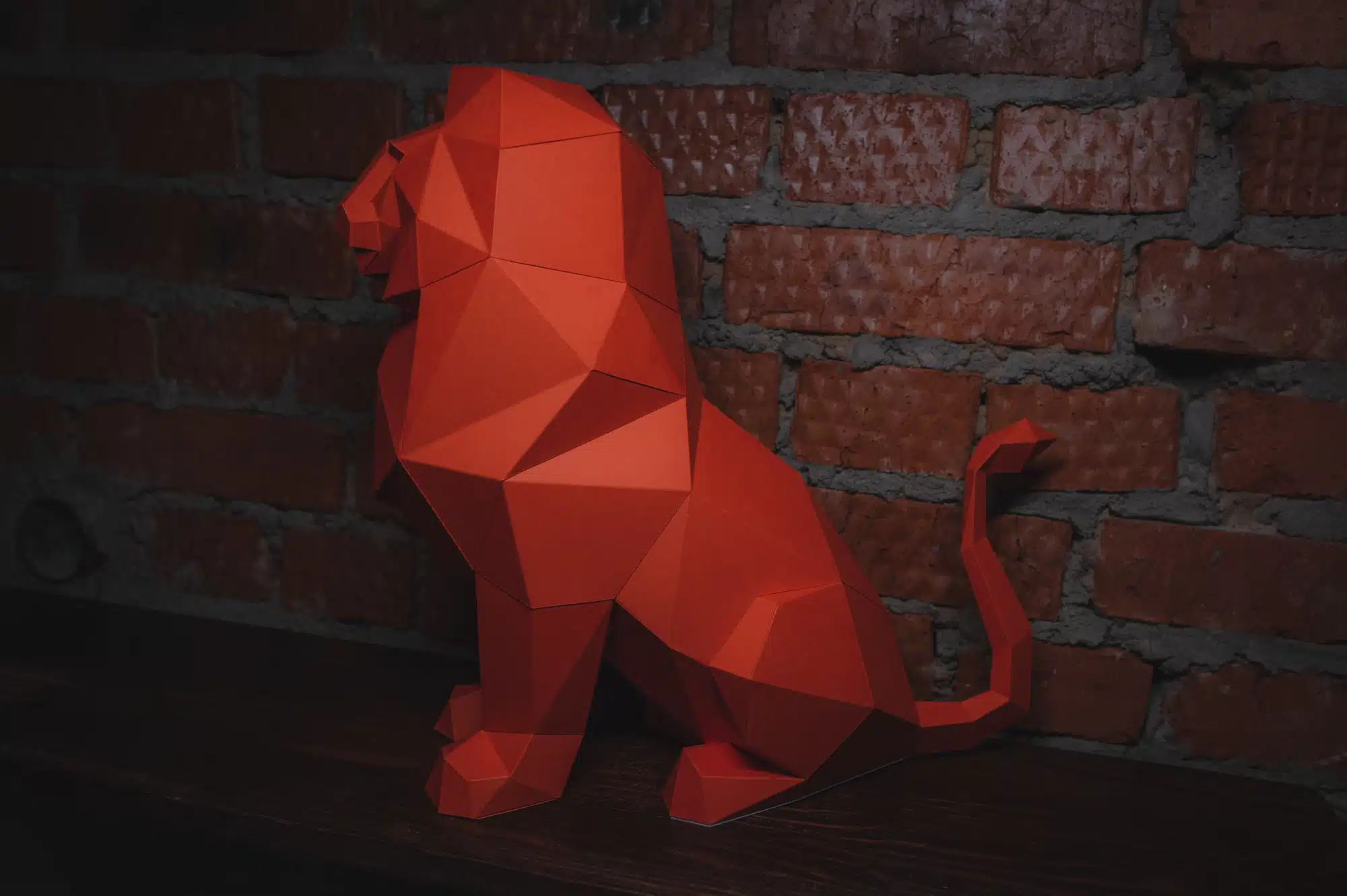 Zittende papieren leeuw in 3D origami, weergave 8