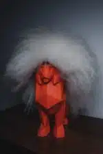 Zittende papieren leeuw in 3D origami, weergave 4