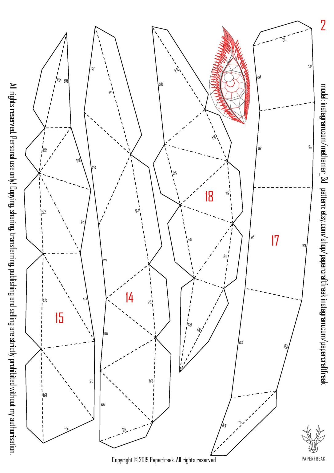Papercraft smokey eye in 3D origami