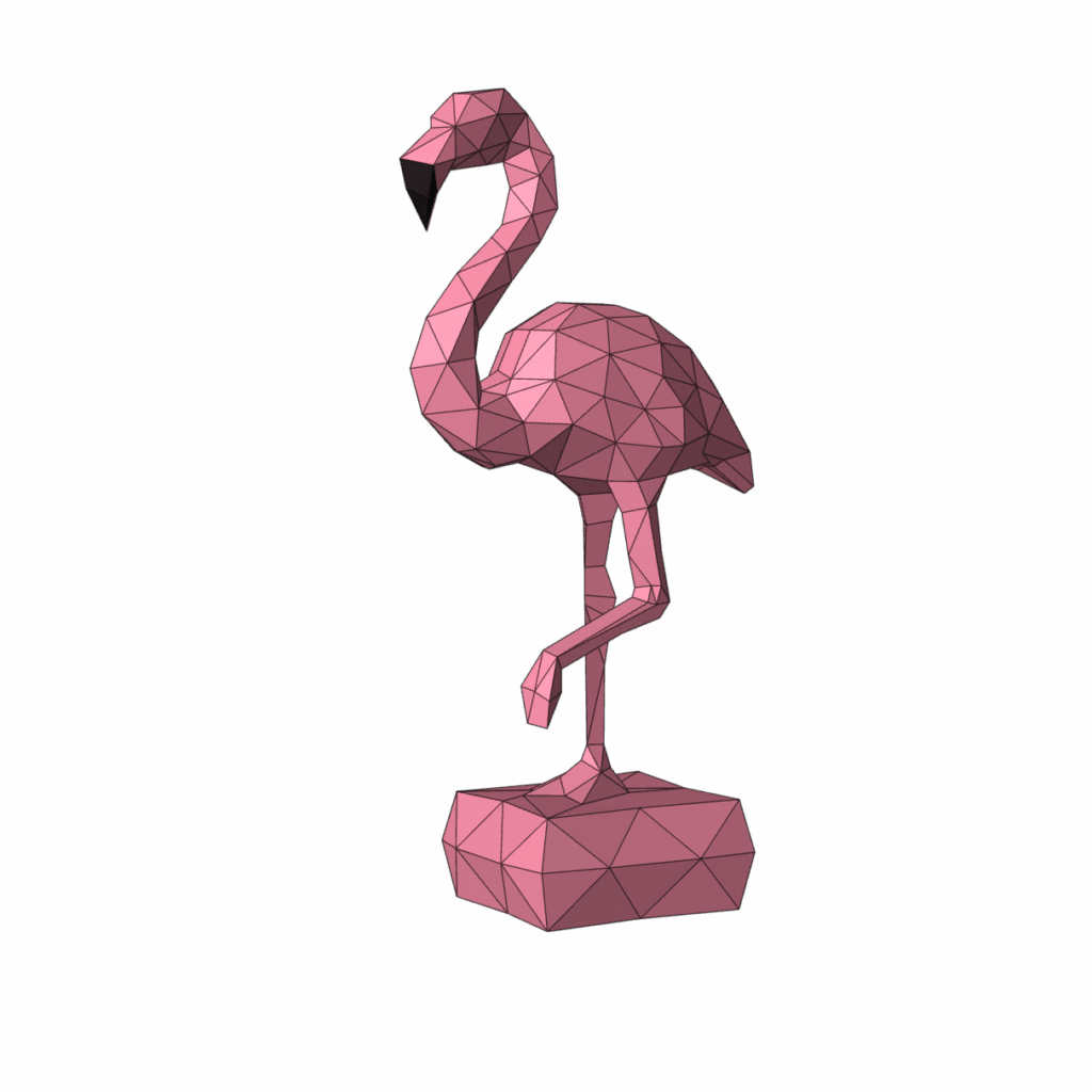 Papercraft flamingo in 3D origami
