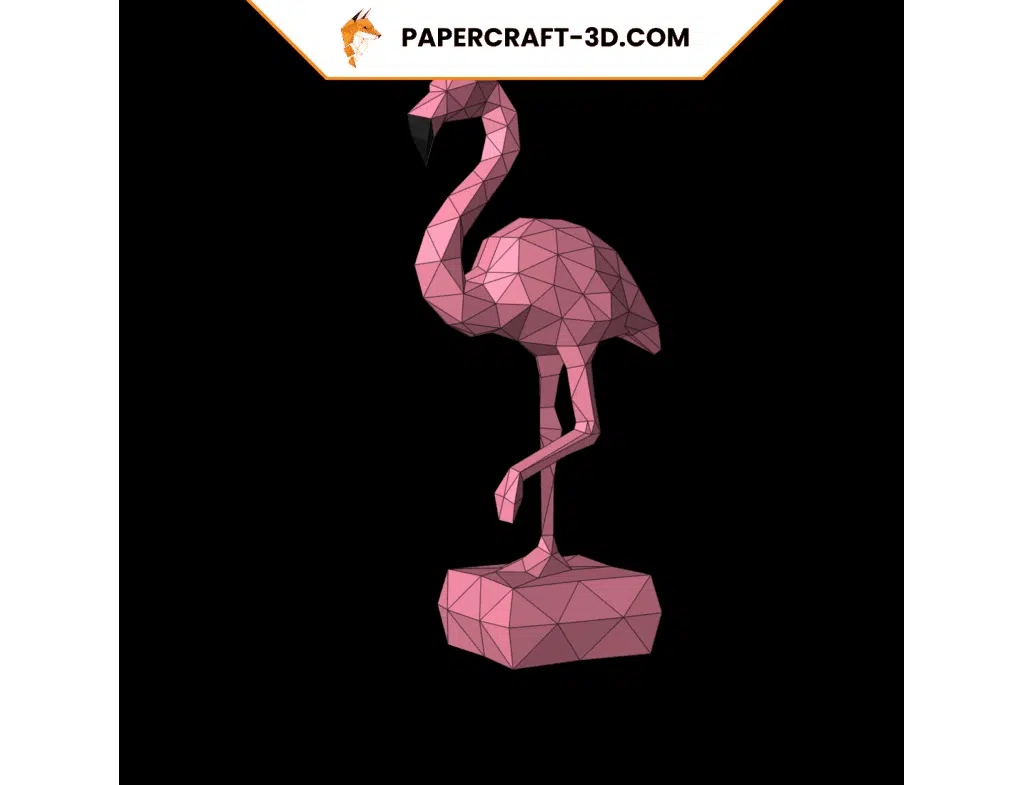 Flamenco rosa en papercraft 3D