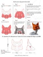 Papercraft fox mask in 3D origami