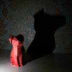 Papercraft doberman head in origami