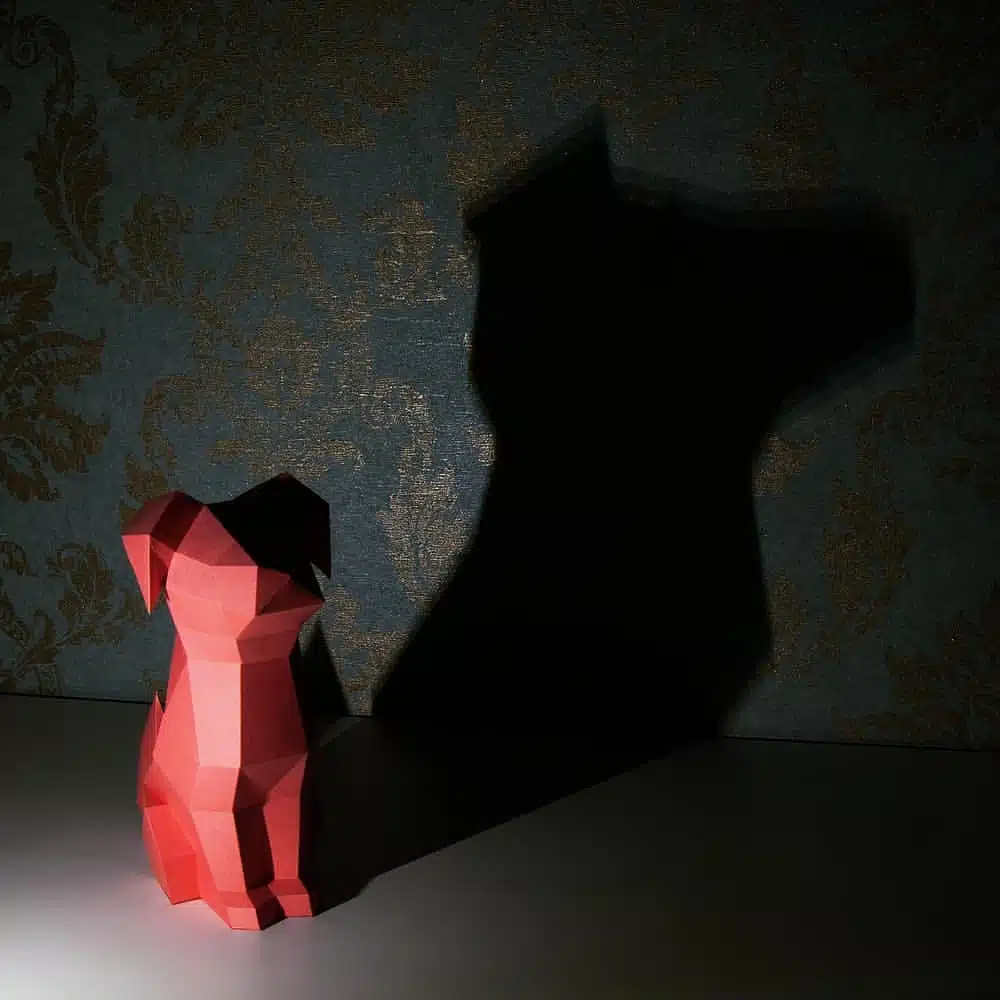 Dobermann kop in 3D-papercraft, weergave 10