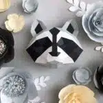 Origami 3D: kop van wasbeer in papier, weergave 6