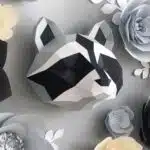 Origami 3D: kop van wasbeer in papier, weergave 5