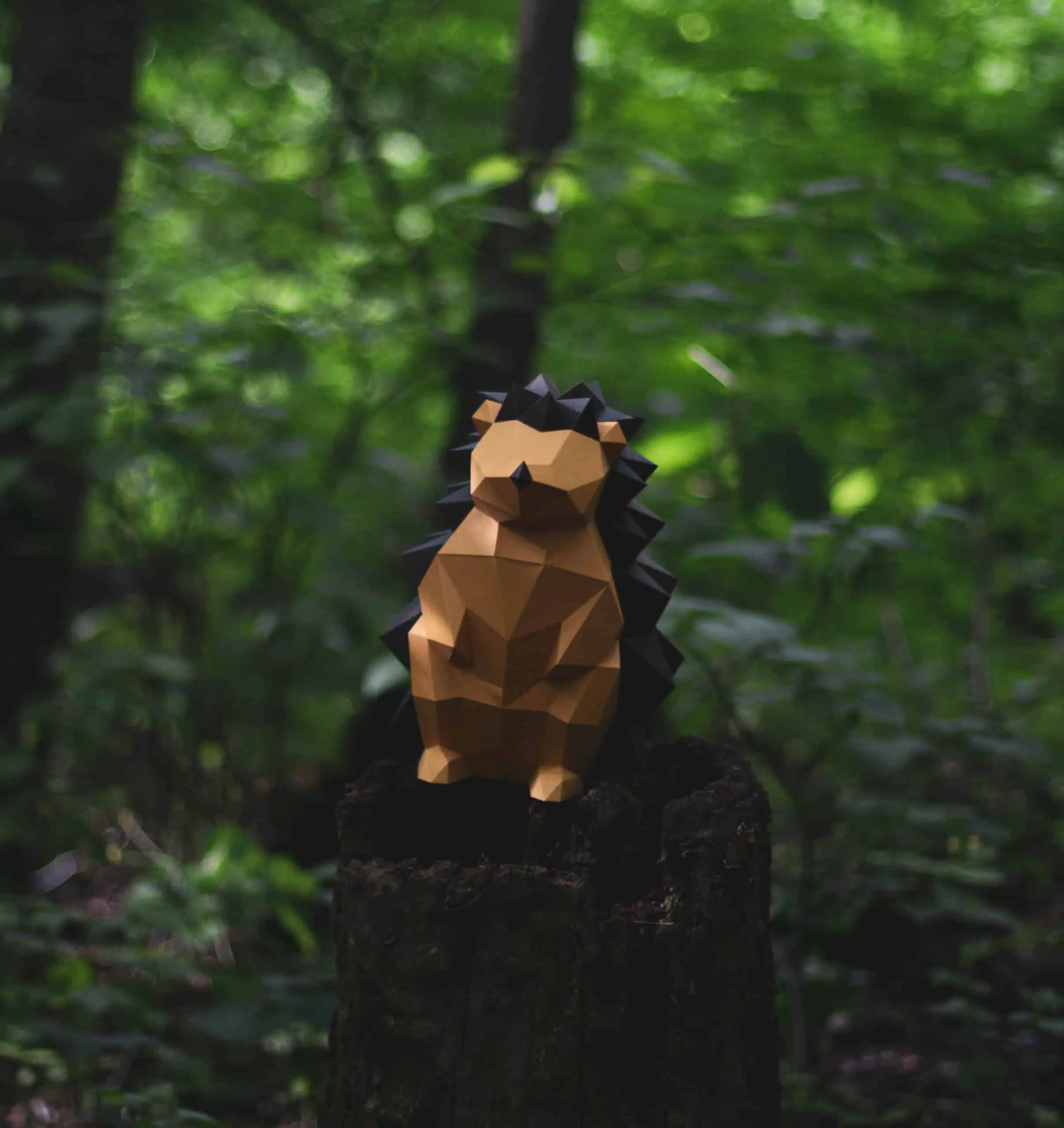 Bruine egel papercraft 3D origami, weergave 9