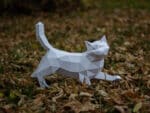 Papercraft of walking cat in 3D origami