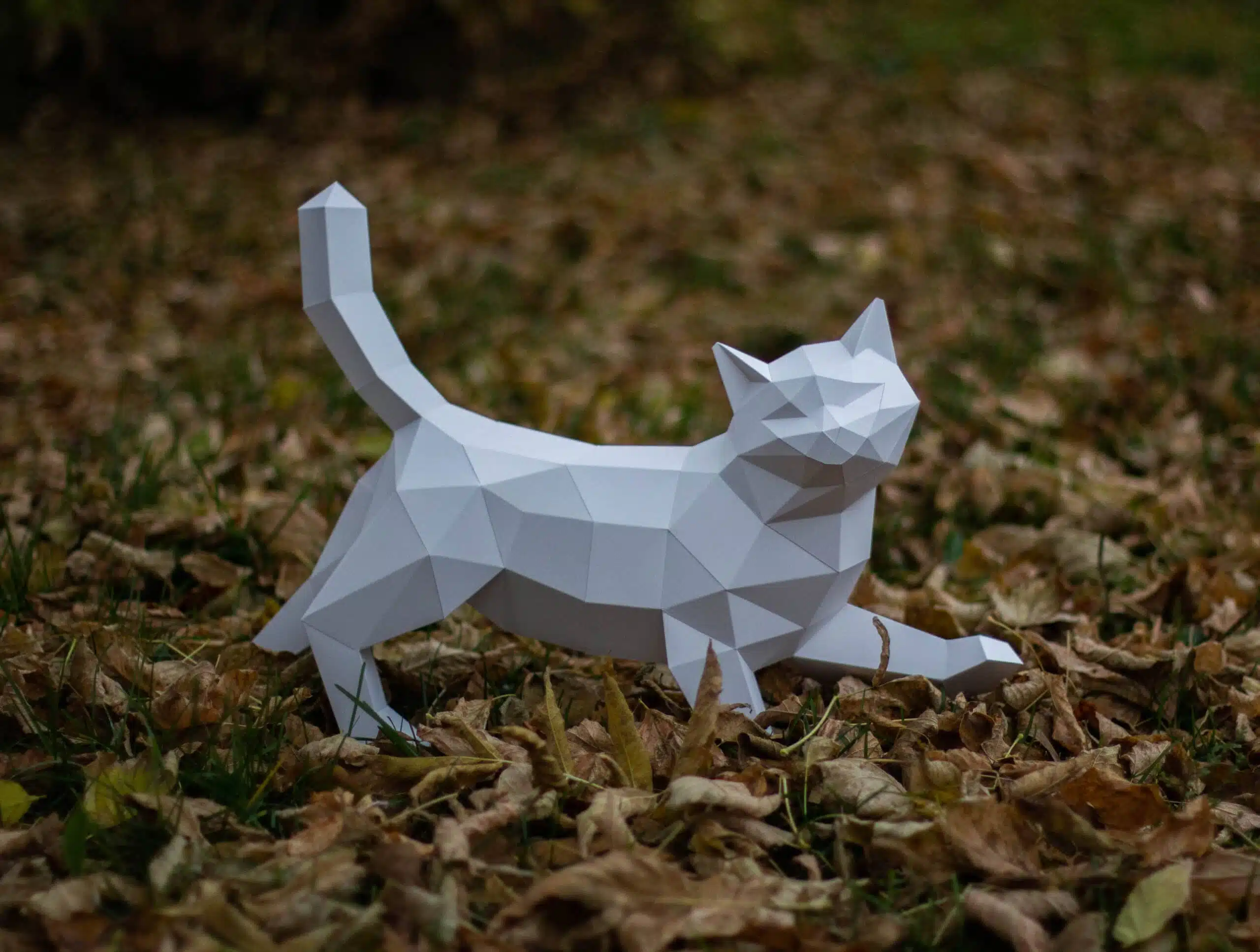 3D origami lopende kat in papier, weergave 9