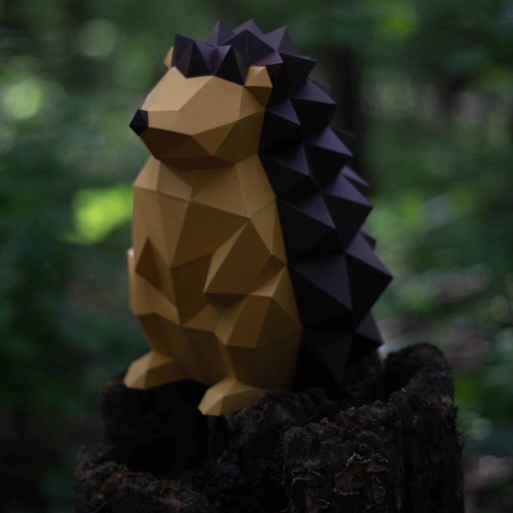 Papercraft hedgehog in 3D origami