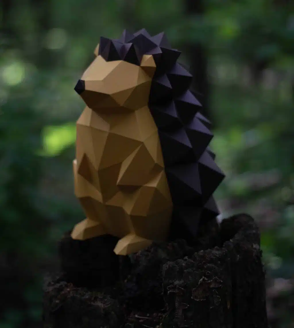 Bruine egel papercraft 3D origami, 3D-model