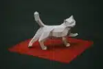 3D origami lopende kat in papier, weergave 2