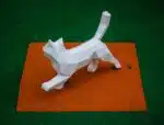 3D origami lopende kat in papier, weergave 6