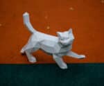 Papercraft of walking cat in 3D origami