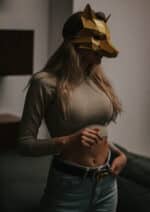 Papercraft fox mask in 3D origami