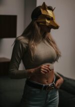 Papercraft de máscara de zorro en origami 3D