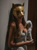 Papercraft fox mask in 3D origami