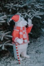 Papercraft of Christmas bear in 3D origami