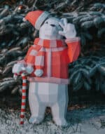 Papercraft of Christmas bear in 3D origami