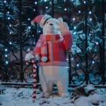 Papercraft of Christmas bear in 3D origami