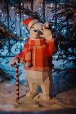 Papercraft of Christmas bear in 3D origami