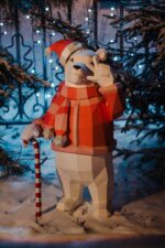 3D Origami Christmas Bear Papercraft