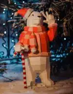 3D Origami Christmas Bear in a Sweater Papercraft