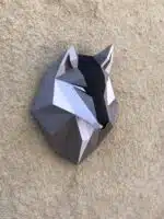 Papercraft tête de loup grise en origami 3D
