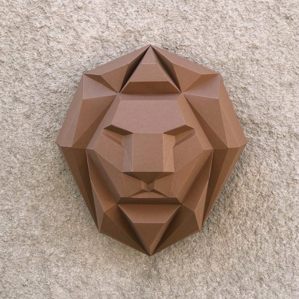 Papercraft Löwenkopf als 3D-Origami