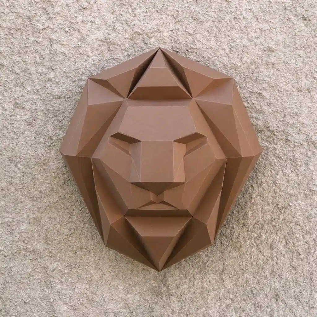 Papercraft Löwenkopf von vorne als 3D-Origami