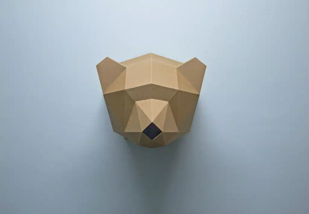 Origami 3D berentrofee met gesloten bek, weergave 4