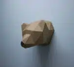 Origami 3D berentrofee met gesloten bek, weergave 3