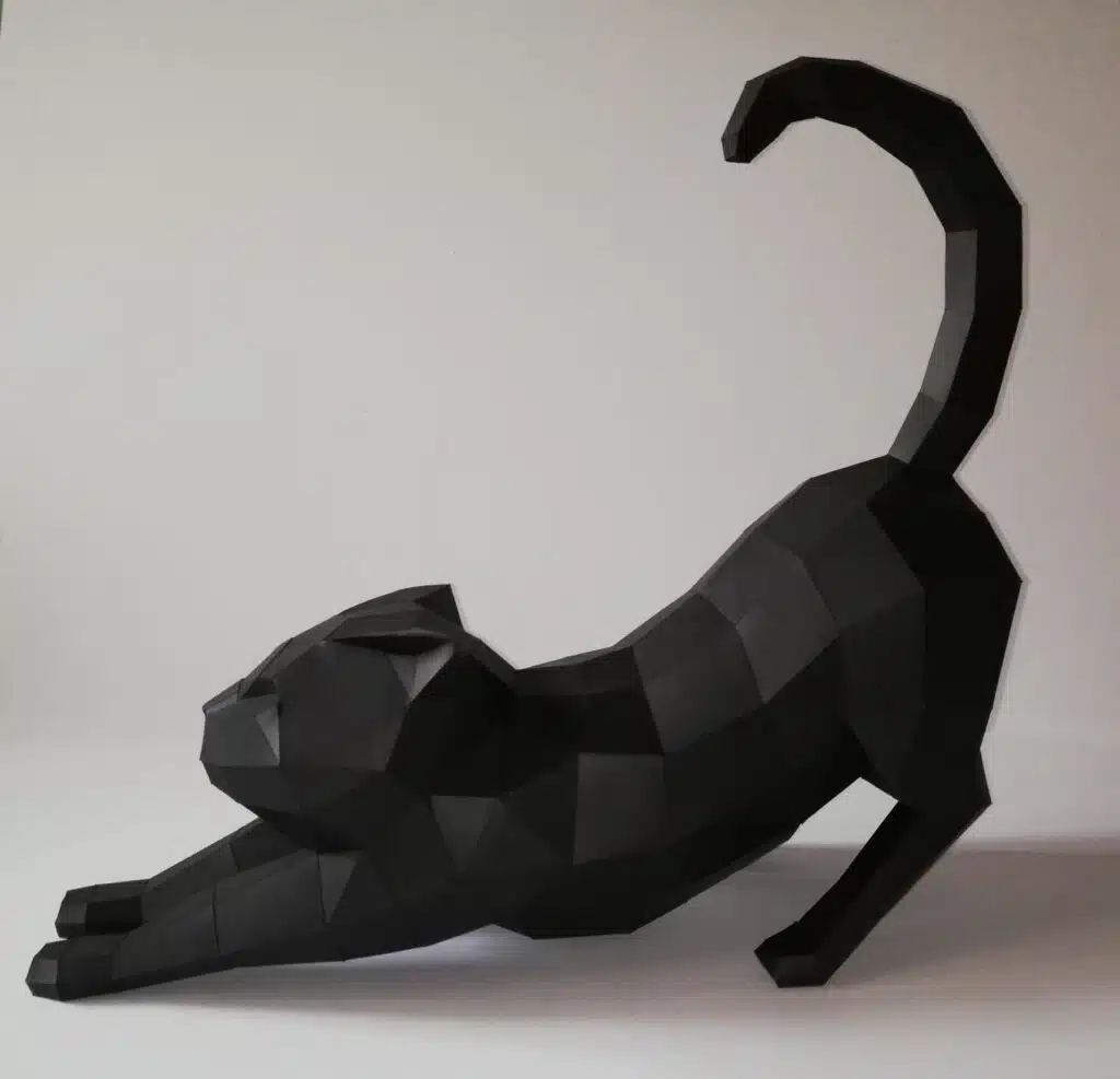 3D Origami Rekende Kat Papercraft, weergave 2