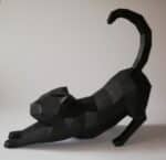 Papercraft of stretching cat in 3D origami