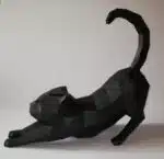 3D Origami Rekende Kat Papercraft, weergave 2