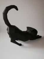 Papercraft of stretching cat in 3D origami