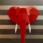 Papercraft elephant head in origami 3D