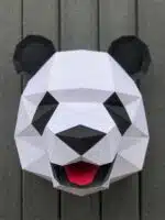 Papercraft cabeça de panda de parede com boca aberta em origami 3D