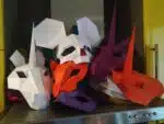 Papercraft masque de licorne blanc en origami 3D