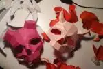 Schedelmasker met hoorns in 3D origami, weergave 7