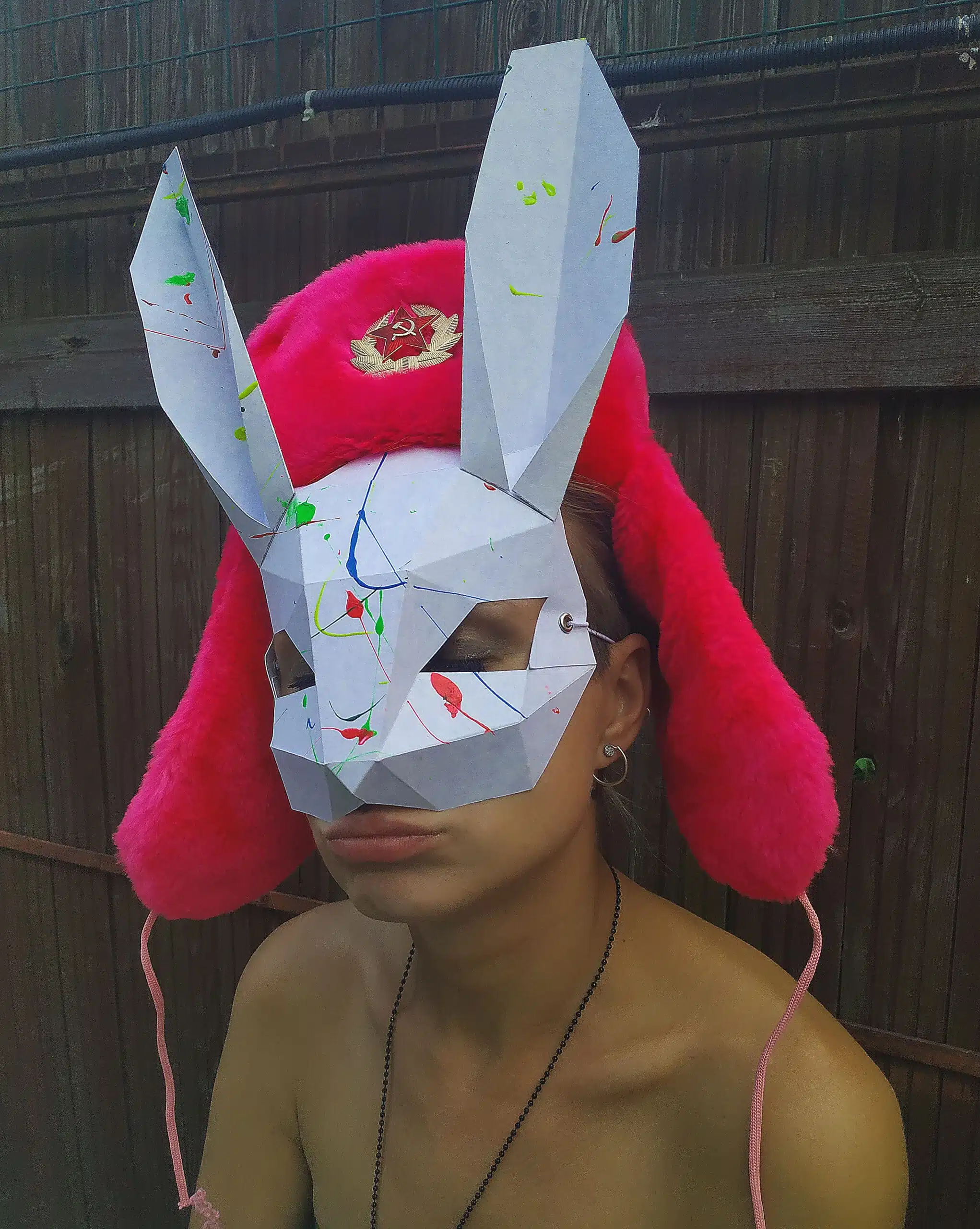 Masker konijn 3D origami, weergave 4