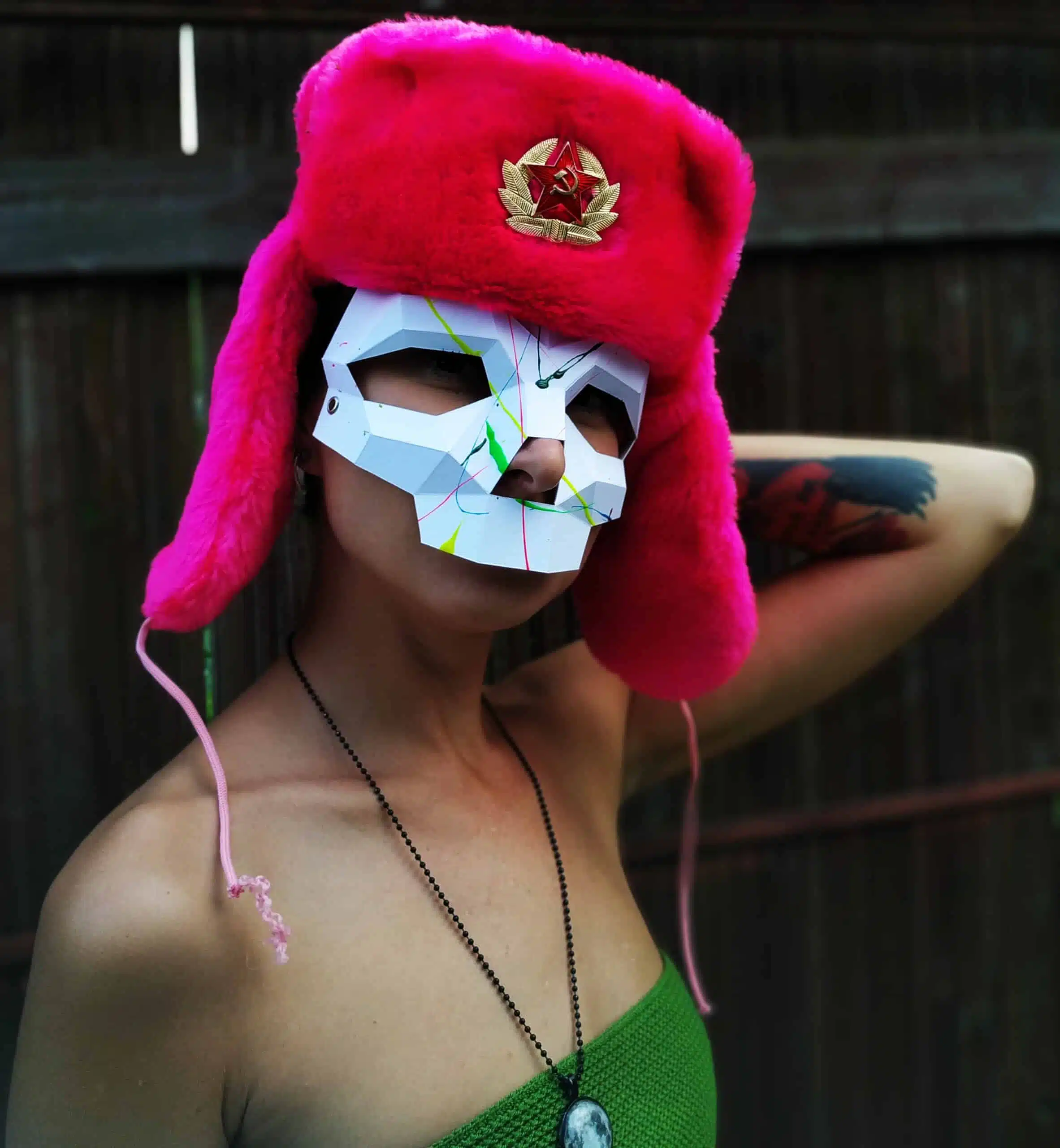 3D-origami schedelmasker, weergave 4