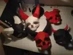 Schedelmasker met hoorns 3D papercraft origami, weergave 6