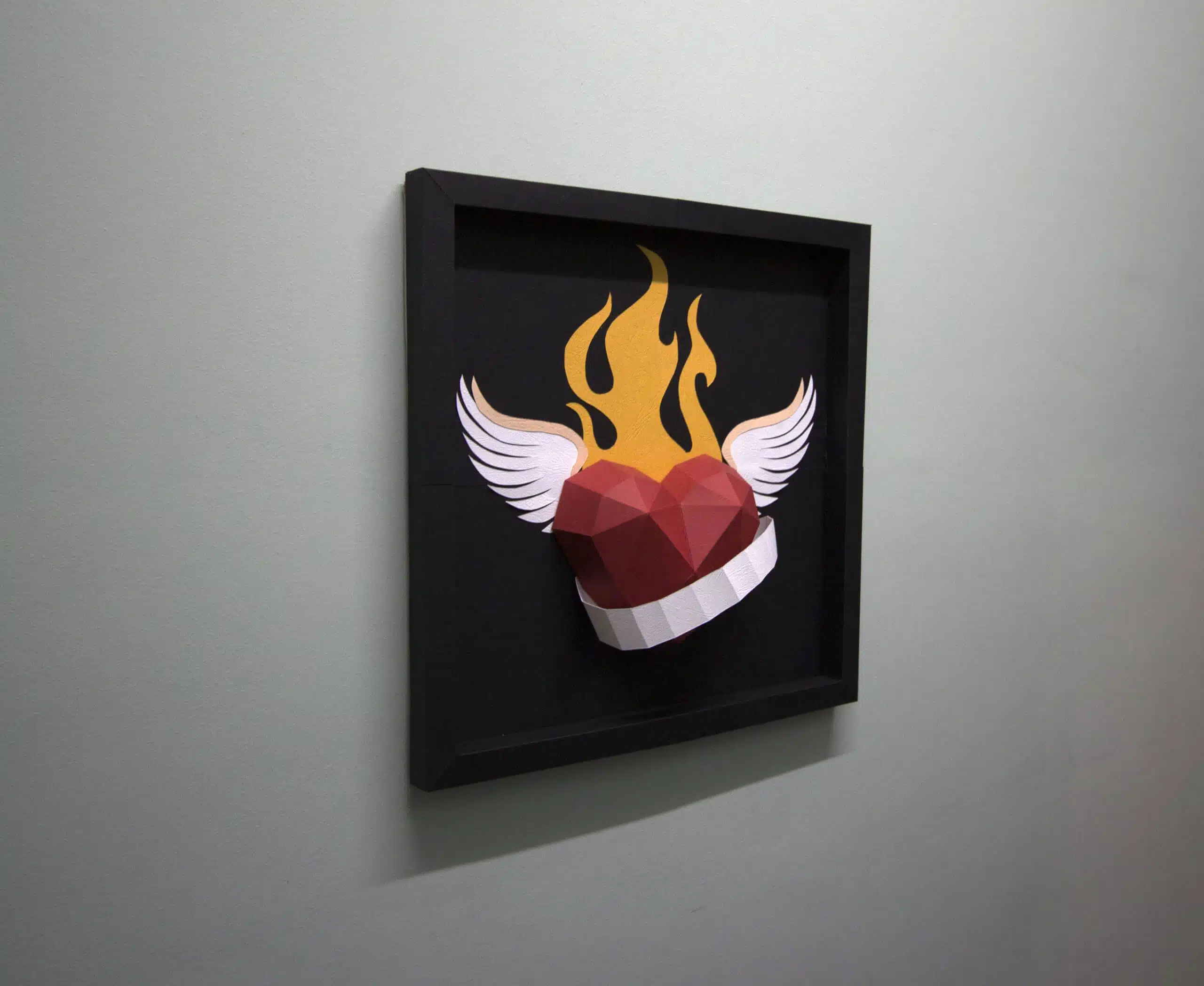 Origami 3D hart met tatoeage in lijst, weergave 8