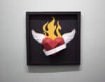 Papercraft tattooed heart frame in 3D origami